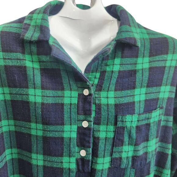 Latuza Cotton Flannel Maxi-Nightgown-L-Tartan Xmas Plaid-Navy/Green-Oversized - Picture 4 of 12